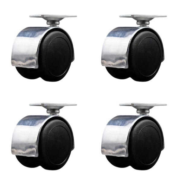 Service Caster 2'' Floor Safe Chrome Hooded Twin Wheel Caster Top Plate , 4PK SCC-TP02S50D-NYU-BC-TP2-4 - main
